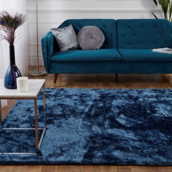 Hmc Silk Touch Navy Shaggy Rug Ashanti Rug