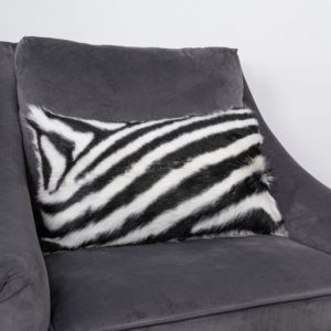 Zebra Goatskin Print Cushion by Native