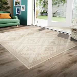 Origins Atlas Diamond Cream Striped Border Rug