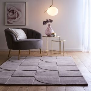 Origins Penny Pale Grey Mauve Geometric Rug