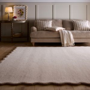 Origins Scalloped Elsie Natural/Brown Bordered Rug