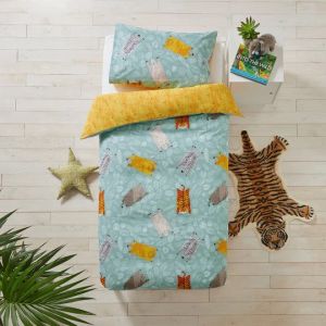 Wild Friends Kids Duvet Cover Set Teal By RIVA