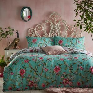 Vintage Chinoiserie Floral Exotic Duvet Cover Set Jade By RIVA