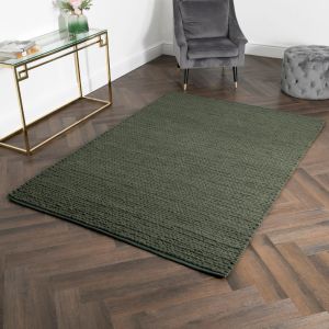 Green Knitted Large Wool Rug by Native