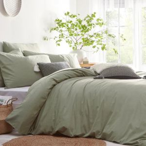 Stonehouse Linen Look Duvet Cover Set Sage By RIVA