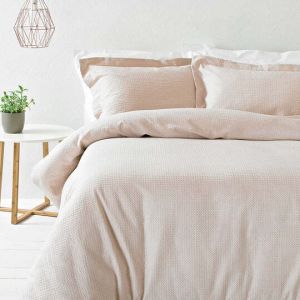 Waffle Textured Duvet Cover Set Blush By RIVA