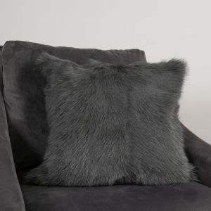 Smoke Grey Goatskin Cushion by Native