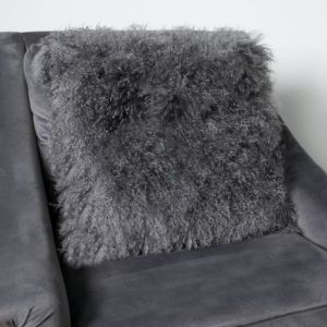 Grey Curly Sheepskin Cushion by Native