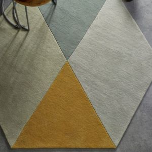 Origins Hexagon Shaped Ochre Grey Geometric Wool Rug