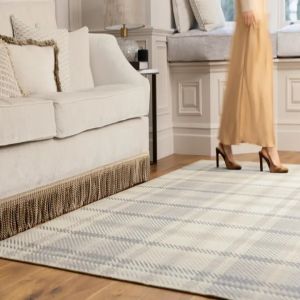 Hug Rug Eco-Washable Isla Plaid Natural Printed Rug