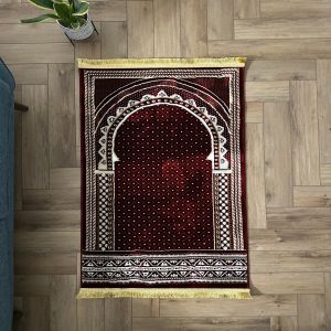 Sacred Repose Crimson Prayer Mat With Golden Accents By The Softsteps