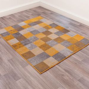 Rug Style Modern Poly Squares Ochre Rug