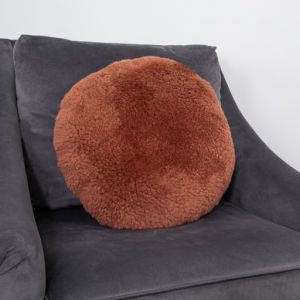 Coral Short Pile Sheepskin Circle Cushion by Native