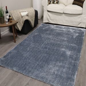 Shadow Silver Blue Plain Rugs by Euro Tapis