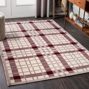 Ultimate Tartan Cream Red Chequered Rug