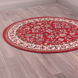 Rug Style Traditional Poly Coronation Red Circle Rug 