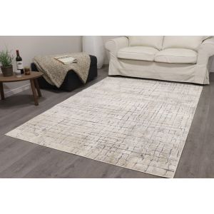 Trend A0236 Creem/L.Grey Shaggy Design Rug by Euro Tapis