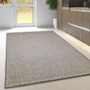 Non-Slip Taupe Grey Plain Rug Flat Weave Kitchen Living Room Rug  by Viva Rugs