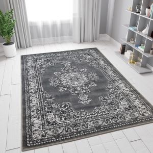 Grey Black Traditional Rug Vintage Oriental Style  by Viva Rugs