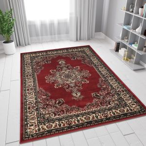 Red Beige Green Traditional Rug Vintage Oriental Style  by Viva Rugs