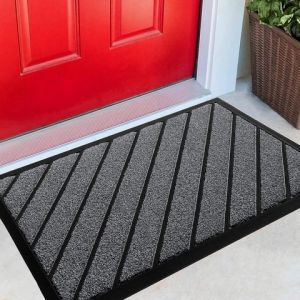 Extra Durable Grey Door Mat Outdoor Indoor NON SLIP Heavy Duty Rubber Moister & Dirt  by Viva Rugs