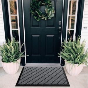 Extra Durable Grey Door Mat Outdoor Indoor NON SLIP Heavy Duty Rubber Moister & Dirt  by Viva Rugs