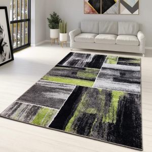 Green Grey Black Geometric Abstract Rug  by Viva Rugs