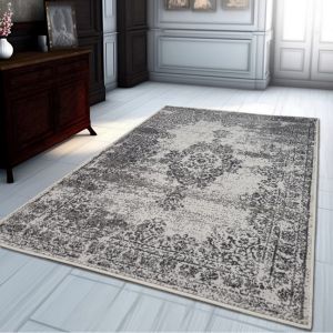 Grey Distressed Vintage Rug Large Soft Oriental Rug  by Viva Rugs