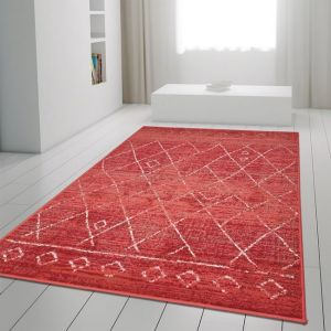 Geometric Red Rug Diamond Aztec Pattern  by Viva Rugs