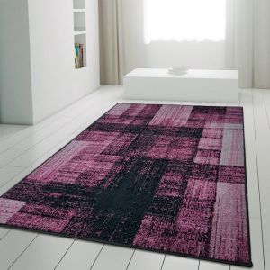 Modern Purple Black Abstract Geometric Soft Rug  by Viva Rugs