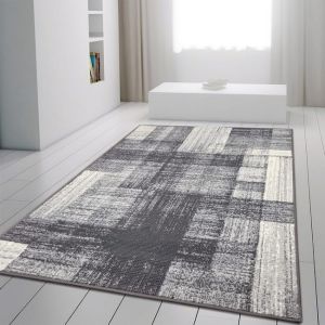 Modern Grey Abstract Geometric Soft Rug  by Viva Rugs