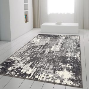 Marble Abstract Rug Grey Distressed Pattern Soft Rug  by Viva Rugs