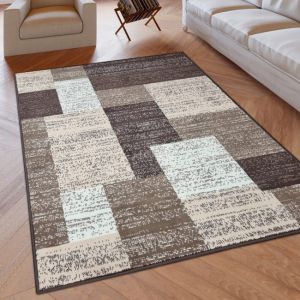 Modern Rug Geometric Brown Beige Patterned Soft Rug  by Viva Rugs