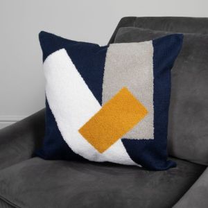 Navy Blue Abstract Boho Cushion - Feather Filled by Native
