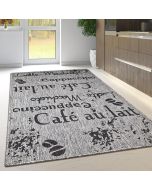 Grey Rug Non-Slip Flat Weave Coffee Pattern Kitchen Living Room Rug  by Viva Rugs