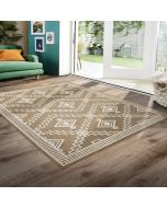 Origins Atlas Diamond Coffee Striped Border Rug