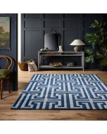 Origins Greek Key Blue Plain Rug