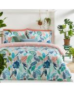 Guava Tropical Leaf Duvet Cover Set Green/Pink By RIVA