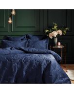 Palmeria Quilted Velvet Duvet Cover Set Navy By RIVA