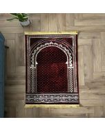 Sacred Repose Crimson Prayer Mat With Golden Accents By The Softsteps
