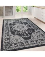 Cotton Rug Grey Black Oriental by Viva Rug