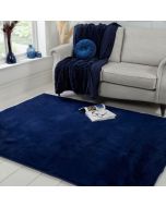 HMC Luxe Faux Fur Navy Plain Shaggy Rug