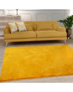 HMC Luxe Faux Fur Ochre Plain Shaggy Rug