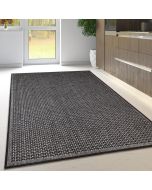 Non-Slip Black Rug Flat Weave Kitchen Living Room Rug  by Viva Rugs