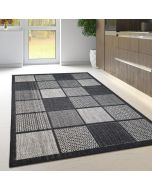 Black Rug Non-Slip Flat Weave Check Kitchen Living Room Rug  by Viva Rugs