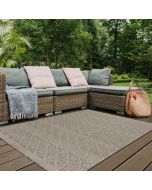 Outdoor Indoor Rug Beige and Cream Reversible Quality Mat Diamond Geometric Design  by Viva Rugs