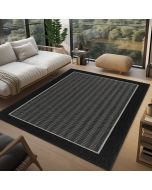 Outdoor Indoor Reversible Rug Quality Woven Soft Sisal Look Weave Black White Cream Colour  by Viva Rugs