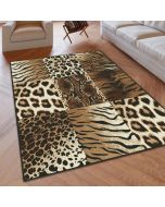 Safari Beige Rug Geometric Check Animal Print  by Viva Rugs