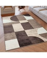 Geometric Rug Brown Beige Circles Modern Soft Rug  by Viva Rugs