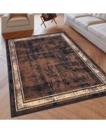 Brown Geometric Rug Bordered Pattern Soft Rug  by Viva Rugs